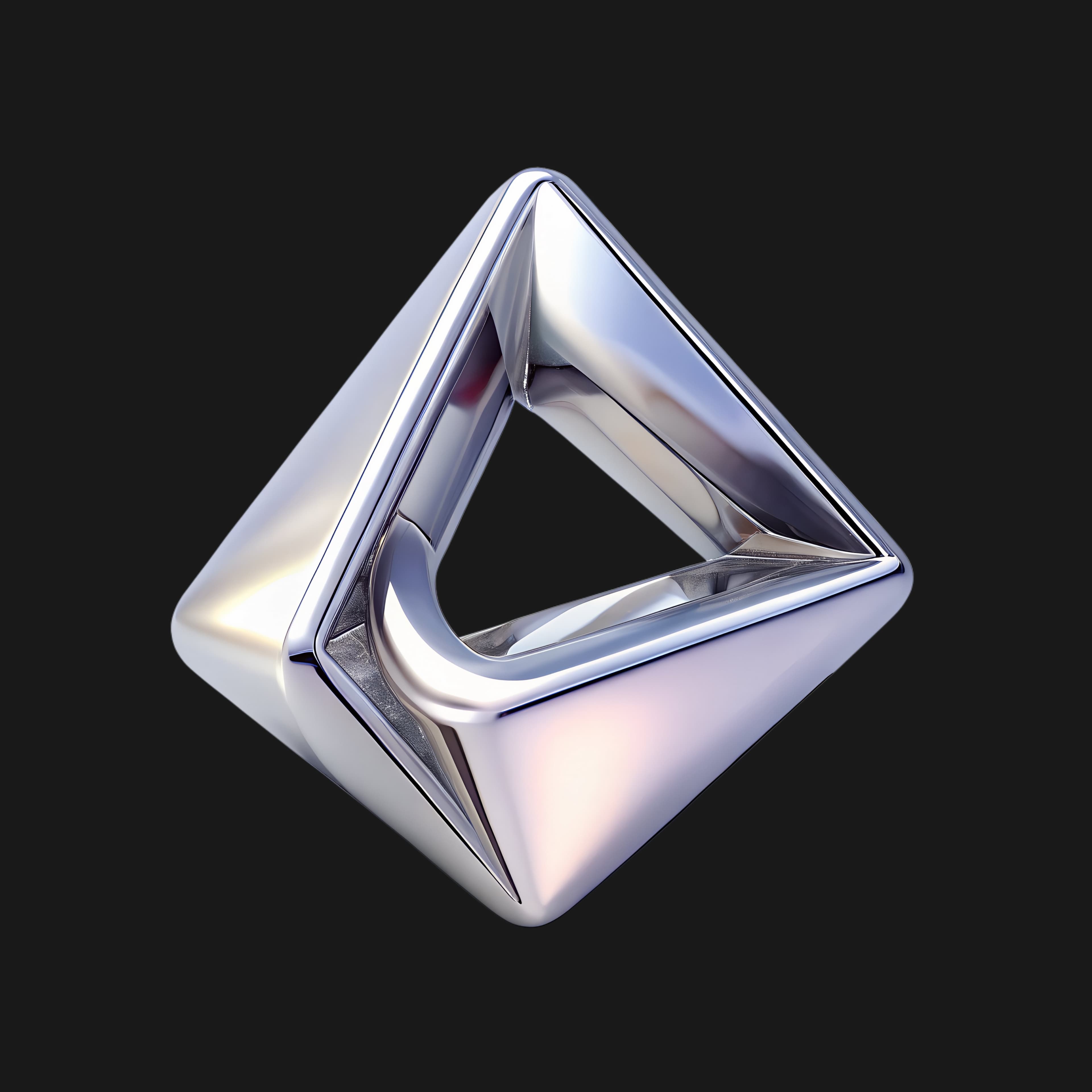 Polished chrome geometric form representing next-gen mining hardware